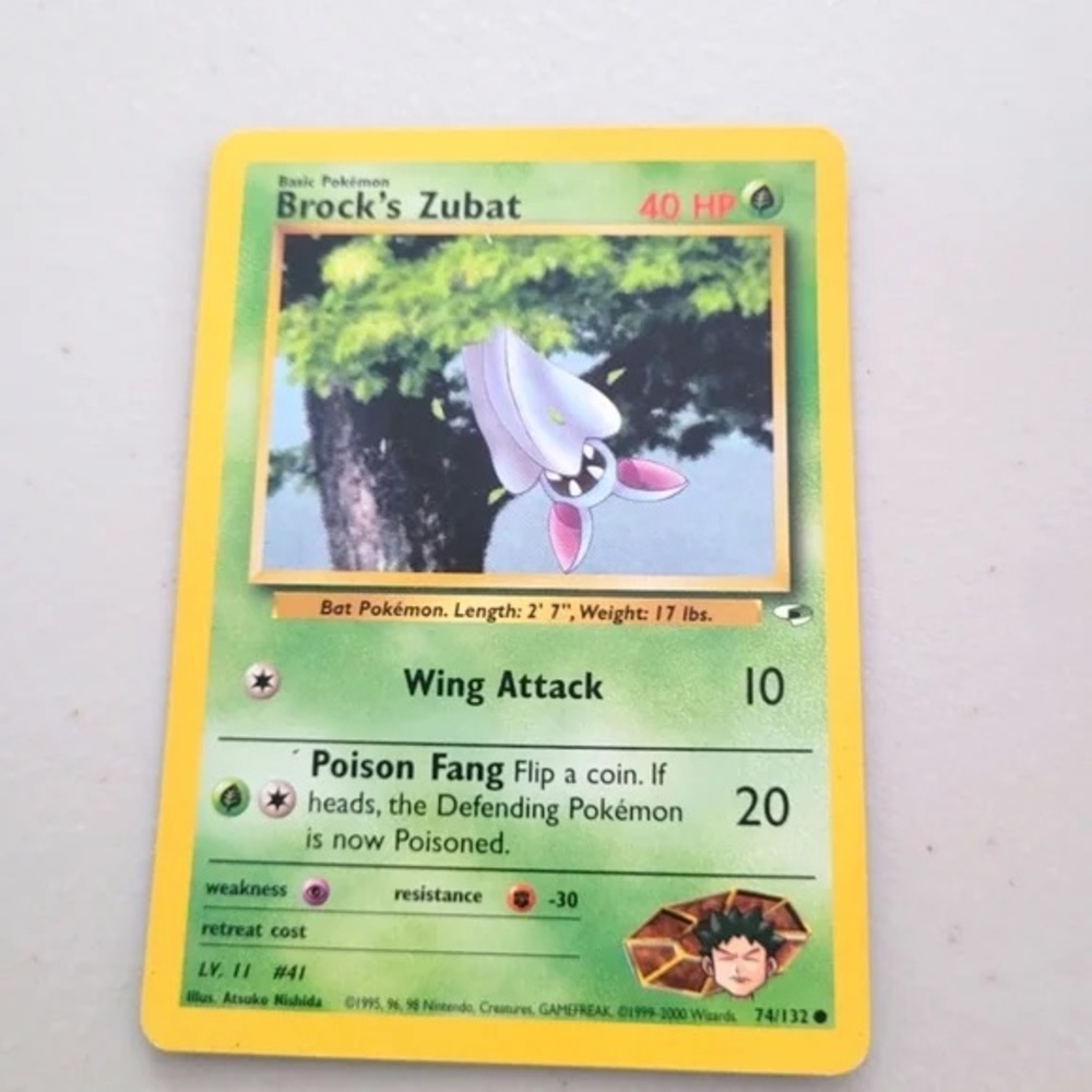 Pokemon Brock's Zubat Card - Green and Yellow